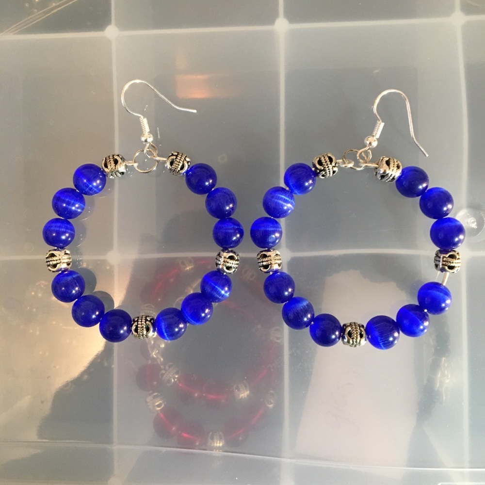 Hand made dangle hoop earrings